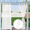 Clothink 2er Set Outdoor Vorhang Wetterfest Mit Ösen Transparent Sonnenschutz Winddicht Rostfrei mit Ösen für Terrasse Garten Balkon Familienhaushalte einfache Montage farbecht haltbar(132x215cm,Weiß)