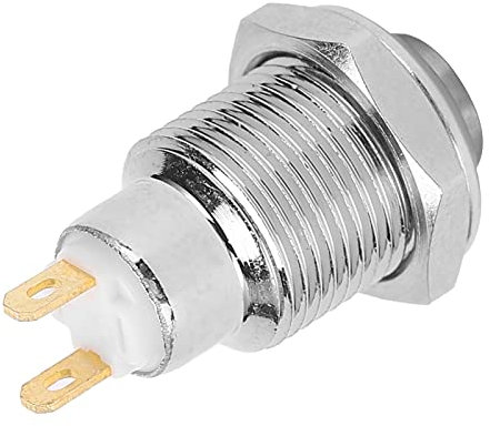 Estink Mini Interrupteur à Bouton Poussoir de 10 mm, Interrupteur à Bouton Poussoir momentané en Acier Inoxydable en métal, Corrosion, antirouille, pour Le contrôle d'accès, Le démarrage de