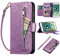 EYZUTAK Wallet Case for iPhone SE(5G) 2022 iPhone 7 iPhone 8 iPhone SE 2020, 5 Card Slots Glitter Bling PU Leather Magnetic Closure Kickstand Zipper Purse Pocket Handbag with Wrist Strap - Purple#1