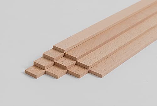 Holznagelmanufaktur GmbH - 10er-Set Buche Holzleiste - 5/20/10 mm, gehobelt, verleimfertig, rechtwinklig