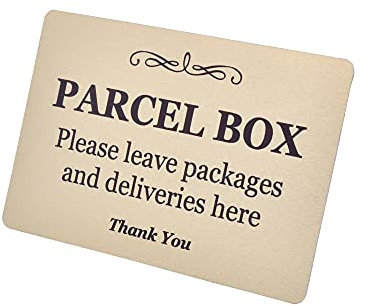 Parcel Box Sign - Metal | Aluminium with Adhesive Backing | Notice for Deliveries, packages, post, mailman | Information Sign | Don't Lose Your Parcel Ever Again