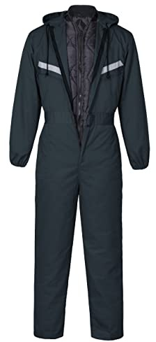 Yukirtiq Men's Padded Work Coveralls Hi Viz Boilersuit 2 in 1 Winter Warm Coveralls Refective Long Sleeve Overalls Boiler Suit, Green, S