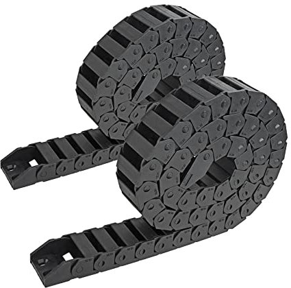 CNCMANS Schleppkettenkabel 2 Stücke Flexibler Schwarz Verstärktes Nylo Kabelschleppkette R28 15mm x 30mm 1Meter Länge CNC Werkzeugmaschine Kabel Draht Träger Brückentyp Schließen Design