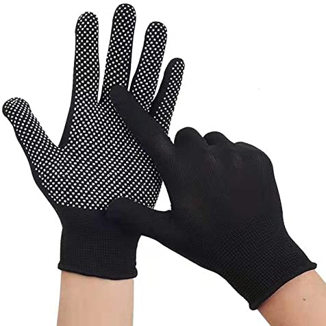 Work Gloves 10 Pairs, Non-Slip Nylon Cotton Glove, Thin and Light, Grip Glove for Box Handling, Precision Assembly, Farm, Picking and Garden (Medium)