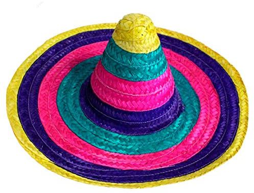Acan Tradineur - Clásico sombrero mexicano multicolor para jóvenes y adultos. Carnaval, halloween y celebraciones. Tamaño: 50 x 20 cm