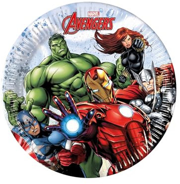 8 Petites Assiettes en Carton Avengers Mighty 20 cm - Multicolore
