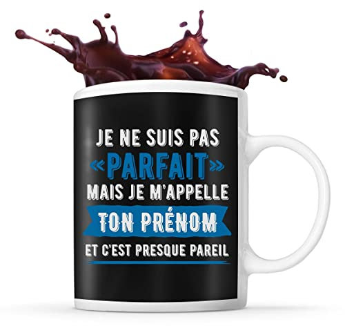 Planetee Mug prénom personnalisable Homme Parfait | Tasse personnalisée humour fun et drôle pour idée cadeau originale