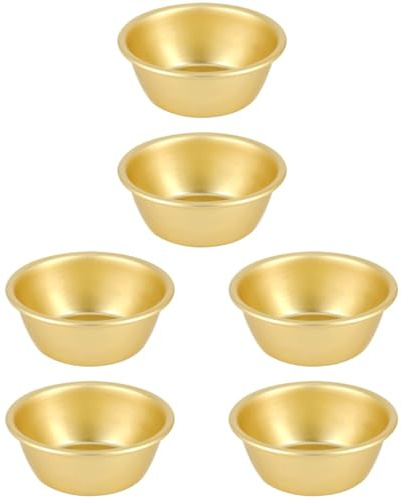 BESTonZON 6 STK Schüssel Reiswein Schalen Für Obstsalat Schüssel Im Koreanischen Stil Koreanische Makgeolli-Schalen Traditionelle Metall Klein Runden Salz Aluminium Reisen