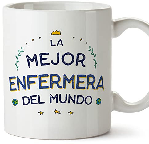 MUGFFINS Tazas para ENFERMERA mujer - En Español - Mejor del Mundo - 11 oz / 330 ml - Regalo original y divertido