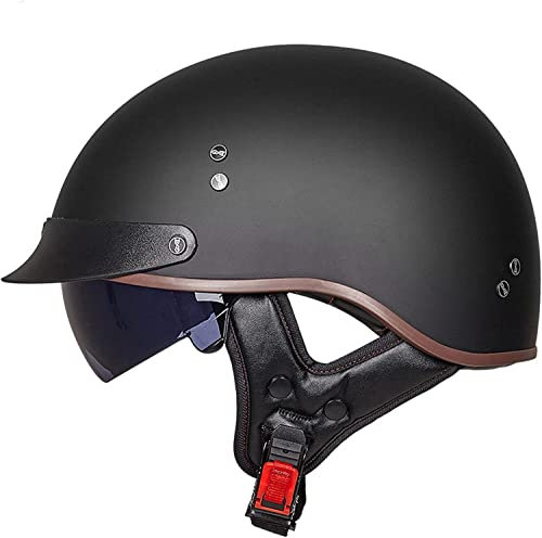 Jethelm Motorrad Touring Vintage Jet Moto Bowl Helm ECE-Geprüft Mit Visier Für Scooter Motorradhelm Herren Erwachsene Fahrradhelme A,L = (57-58CM)