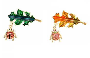 ARFUKA 2 Stück Brosche Käfer Blatt Brosche Pins Anstecknadel für Kleidung Taschen Jacken, Geburtstag Weihnachtsgeschenke für Herren Frauen