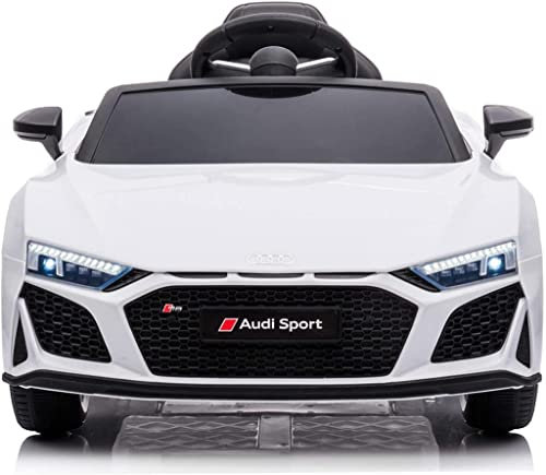 BabyCar Audi R8 Sport | Véhicule Electrique 12V avec 2 Moteurs 25W | Voiture pour Enfant avec Télécommande, Portes Ouvrantes, MP3/USB/Micro SD | Licence Audi Officiel | Blanc