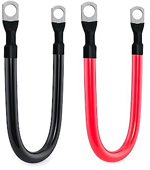 4 AWG Battery Cable 4AWG Gauge Battery Inverter Cables for Automotive Solar Marine Boat RV Car Motorcycle (4 AWG, 1FT, 3/8)