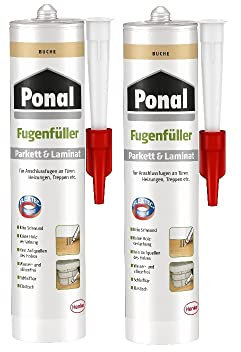 Ponal Parkett & Laminat Fugenfüller Buche, elastische Fugenmasse für Anschluss- und Dehnungsfugen, lösemittel-, wasser- und silikonfreie Dichtmasse, 2x280ml Kartusche