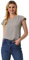 Allegra K Damen Bluse Kurzarm V-Ausschnitt T-Shirt Rüschen Einfarbig Elegant Top Oberteil Grau S