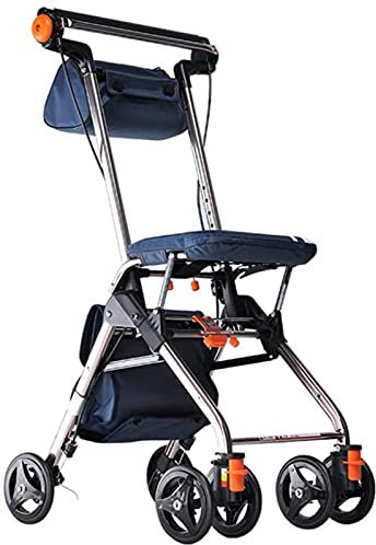 Rollator Walkers Rollator Walker Älterer Gehwagen, mit Sitz, ultraleichter zusammenklappbarer Einkaufswagen für Senioren, Reisen, Einkaufen (WineRed) (Winered)