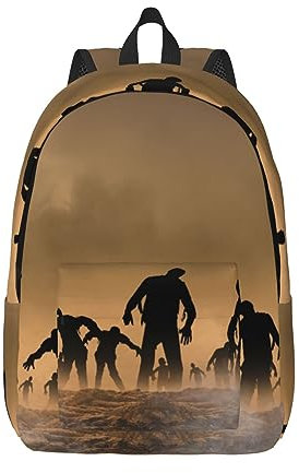 DENMER Viele Zombie-Rucksack, lässiger Stil, leichter Segeltuch-Rucksack, Schultasche, Reise, Tagesrucksack, Schwarz , S