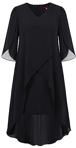 Hanna Nikole Damen Kurze Ballkleider Slim Fit Bleistift Kleider für Hochzeit Schwarz 50 Plus