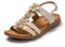 JOMIX Sandale Femme avec Fleurs Sandales Plates Femme Été élégantes Confortable pour Maison Plage (Beige, 40)