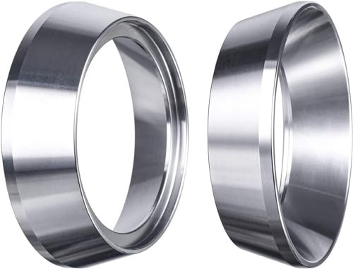 Dosierring Edelstahl Kaffee Starken Magnetisch Funnel Siebträger Zubehör Espresso Trichter Fülltrichter Aluminium Kaffeedosierring Exakten Ersatz Kaffeemaschine Kompatibel (2-pcs,51mm)