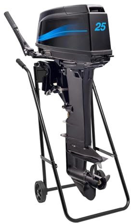 Außenbordmotor Transportwagen Klappbar Außenbordmotor Trolley Schwarz, Ständer Für Aussenborder 30 PS, Gummiräder, 1.3mm Verdicktes Stahlrohr, Außenborder wagen