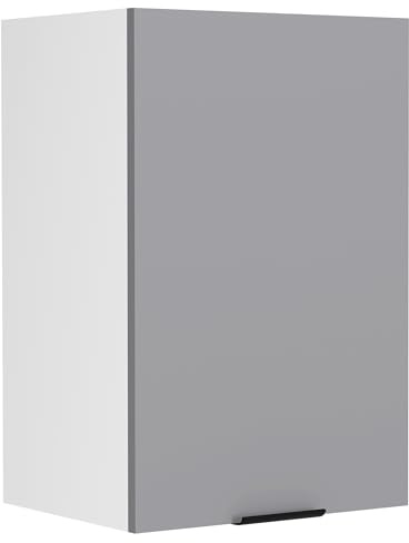 VCM Hängeschrank Weiß/Anthrazit 40x31x60 cm 1 Tür 2 Fächer Wandschrank | Wandhängender Stauraum für Geschirr und Vorräte - Küche oder Vorratsraum - für Haushalte - Holzwerkstoff