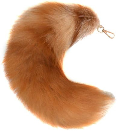 Fausse Queue De Renard Porte-clés 15,75 Pouces Chaînes Clés Fausse Tail à Fourrure Réaliste Jeux De Cosplay Accessoires pour Sac à Dos Sacs à Main Anneaux Porte-clés (Or)