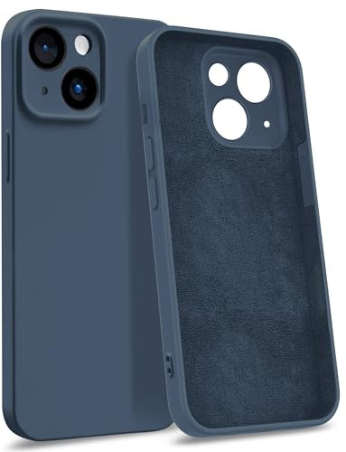 MyGadget Custodia per iPhone 14 [Quadrupla Protezione] - Case in Silicone Rigido con Fodera in Microfibra - Cover Blu Scuro