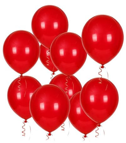 100 Rote Luftballons, 12 Zoll Latex Ballons für Hochzeit, Valentinstag, Geburtstag & mehr - Rot Helium Partyballons mit Roter Deko