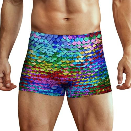 MQRBFLM Pailletten-Farbe Herren Boxershorts Trunk Shorts Boxer Atmungsaktiv Unterwäsche Unterhosen