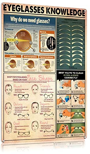Blechschilder, Retro-Brillen-Wissen, lustige Vintage-Dekoration für Zuhause, Bar, Zimmer, Esszimmer, Garage, Küche, 30,5 x 40,6 cm