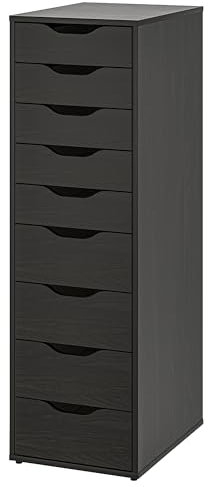 ALEX Kommode Schubladenschrank mit 9 Schubladen, 36x116 cm, Schwarz-Braun