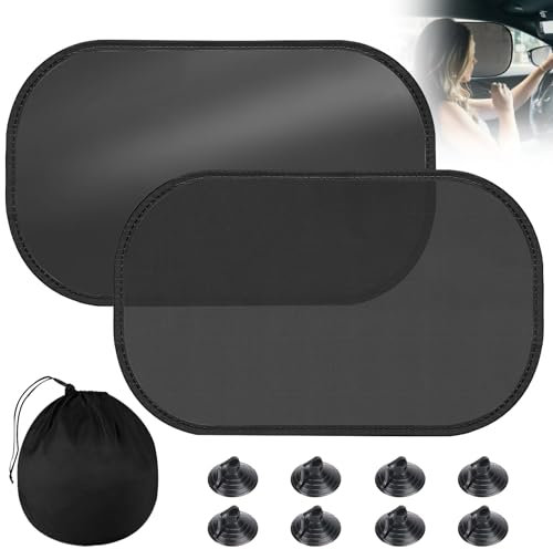 ExcellaElite Car Window Shades for Baby, 2 Pack Sun Shade with 8 Suction Cups, Blocks Harmful UV Sun Glare Heat, Fits Almost Every Car (50 * 30cm)