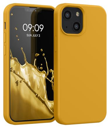 kwmobile Cover per iPhone 13 mini Custodia - Back Case per Smartphone in Silicone TPU - Protezione Gommata - miele