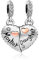 LSxAB Mother Daughter Charms Rose Gold 2 Pcs Matching Heart Love Mothers Day Charm Beads Compatible with Pandora Bracelets