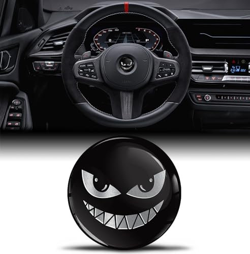 Biomar Labs 3D Silikon Aufkleber Kompatibel mit BMW 36131181082 Emblem Lenkrad 45mm Plakette Zubehör Teile Decals Lenkrad Dekoration Silber Schwarz V 31
