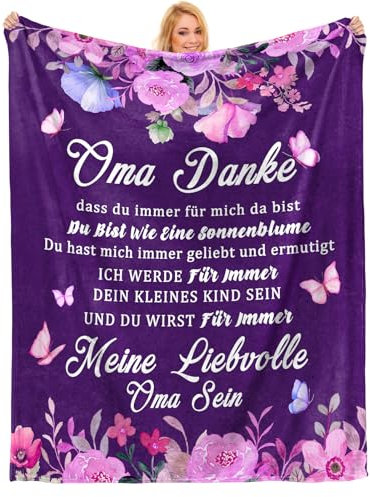 Einanmut Oma Geschenk, Geschenk Oma, Geschenk für Oma, Geschenke für Oma, Oma Geburtstagsgeschenk, Geschenk Oma Geburtstag, Geburtstagsgeschenk für Oma - Decke 157x120cm
