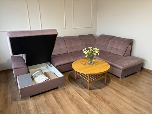 Verona Idee Sofa MOND mit Schalffunktion - Sofa U Form zum Entspannen Bettsofa Moderne Stil -332cm x 220cm x 170 cm Ideal für gesellige Zusammenkünfte (Multicolor)