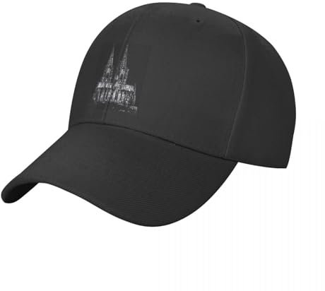 Baseballmütze Baseballkappe Kölner Dom Schwarz-Weiß Baseball Cap Visier Luxus Mütze Custom Cap Golf Damen Herren