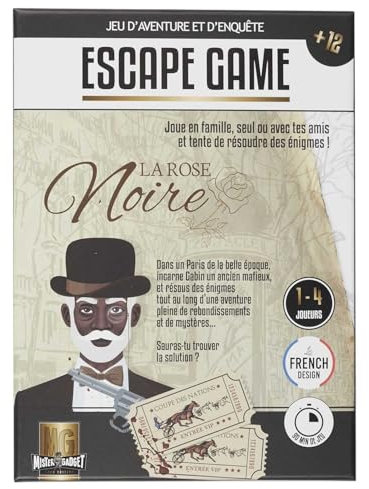 MISTER GADGET, MG3479, Dive into Adventure with “The Black Rose Escape Game” from Solve Puzzles in Paris, Play Gabin and Discover The Murderer. 78 Cards, from 16 Years Old.
