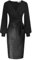 GRACE KARIN Women's Long Sleeve Plus Size Bodycon Evening Dresses Belted Cocktail Sequin Dress Black XL