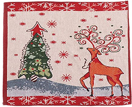 AKTOUR Table for round Table 4 Piece Table 43X 34Cm Seasonal Winter Xmas Snowflakes Holiday Washable Table Mats River Plate Mate Set (C, One Size)