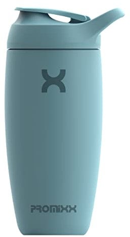 Promixx PURSUIT Eiweiß Shaker Flasche Neue Edition – Isolierte Edelstahl-Wasserflasche und Mixerbecher, 550ml, Ozeanruhiges Blau
