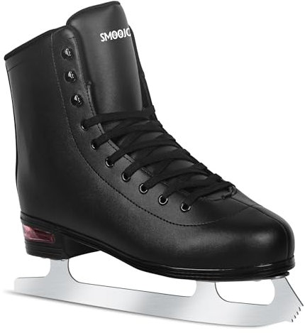 SMOOJOY Eiskunstlaufschuhe für Damen und Herren – Luftpolster Deluxe Hockey Schlittschuh Premium Leder Skates Indoor Outdoor Eisbahn für Teenager Anfänger