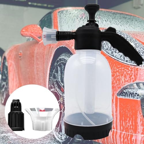 Snow Foam Pump Sprayer, Car Foam Sprayer, 2L Hand Pneumatic Cannon Pressure Atomizer Pump Sprayer, 2 Types of Nozzle High/Air Pressure Washer for Window Cleaning Car Washing