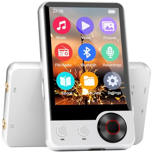joliker 128GB MP3 Player with Bluetooth 5.3, 2.4 Touchscreen Music Player with HD Speaker, Expandable SD Card Slot, Dual Headphone Ports, Supports FM Radio, Voice Recorder, E-Book, and More