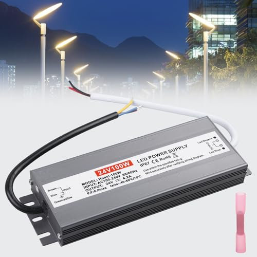 LED Trafo 24V 100W LED Transformator IP67, Wasserdicht LED Transformator Adapter, 4.16A 110V-250V AC to 24V DC LED Treiber, Konstantspannung Niedervolttrafo für Innen oder Außen LED-Streifen Strip