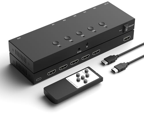 ZUZONG 5 Port HDMI Switch 4k@60hz, HDMI Switcher 5 in 1 Out HDCP 2.0 HDMI2.0 Hub Supports 3D Compatible with Nintendo Switch/Switch OLED/Xbox PS5/4/3 DVD Player Fire Stick Roku Apple TV Chromecast PC