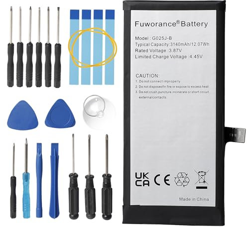 Fuworance 3140 mAh 3,87 V G025J-B Akku, kompatibel mit Google Pixel 4A 4G G025J G025N Smartphone, Lithium, Polymer, 12,07 Wh, mit Werkzeugkasten