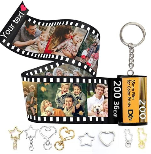WolunLi Porte-clés en rouleau de film personnalisé avec photo et album photo personnalisable, 3 photos., taille unique